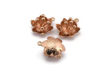 Rose Gold Flower Pendant, 1 Rose Gold Plated Brass Lotus Flower Pendant With 1 Loop, Earring Findings (22.5x17x13mm) BS 1909 Q0405