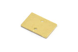 Brass Rectangle Charm, 12 Raw Brass Rectangle Shaped With 2 Hole Charms, Connectors, Earring Findings (15x10x0.80mm) A3033