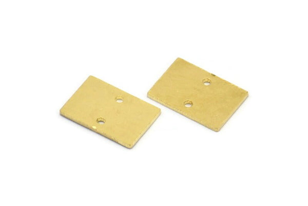 Brass Rectangle Charm, 12 Raw Brass Rectangle Shaped With 2 Hole Charms, Connectors, Earring Findings (15x10x0.80mm) A3033