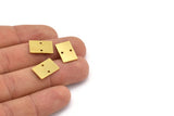 Brass Rectangle Charm, 12 Raw Brass Rectangle Shaped With 2 Hole Charms, Connectors, Earring Findings (15x10x0.80mm) A3033