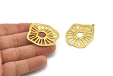 Brass Irregular Charm, Raw Brass Ethnic Charm With 1 Loop, Findings, Charms (33x40x1.2mm) N1023