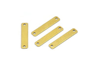 Brass Rectangle Connector, 100 Raw Brass Rectangle Connector Charms Geometric Findings With 2 Holes (20x4mm) Brs 657 A0270