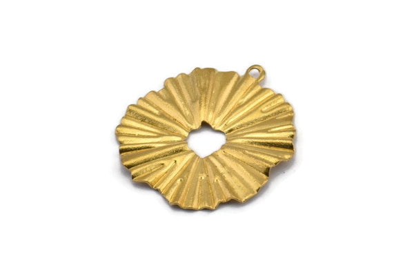 Brass Sun Charm, 12 Raw Brass Sun Charms With 1 Loop, Findings, Earrings (25x23mm) D1235
