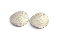 Çekiçle İşlenmiş Dalga Diskleri, 1 Delikli 4 Antik Gümüş Kaplamalı Pirinç Çekiçle İşlenmiş Dalga Diski (32 mm) Y117 H0540