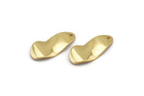 Gold Wavy Charm, 4 Gold Plated Brass Wavy Charms With 1 Hole (21x10x0.80mm) D0582 H0747