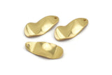 Gold Wavy Charm, 4 Gold Plated Brass Wavy Charms With 1 Hole (21x10x0.80mm) D0582 H0747