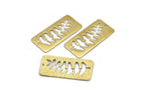 Brass Leaf Charm, 2 Raw Brass Leaf Textured Rectangle Charms With 1 Hole, Pendants (38x19mm) V100
