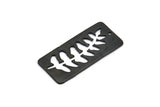 Siyah Yaprak Tılsımı, 1 Delikli 2 Dokulu Oksitlenmiş Siyah Pirinç Dikdörtgen Tılsım, Kolye Uçları (38x19mm) V100