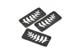 Siyah Yaprak Tılsımı, 1 Delikli 2 Dokulu Oksitlenmiş Siyah Pirinç Dikdörtgen Tılsım, Kolye Uçları (38x19mm) V100
