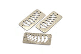 Silver Leaf Charm, 2 Antique Silver Plated Brass Leaf Textured Rectangle Charms With 1 Hole, Pendants (38x19mm) V100