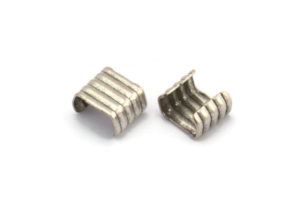 8mm Crimp End, 40 Antique Silver Plated Brass Crimp Findings Without Holes (8x7mm) A0146 H0524