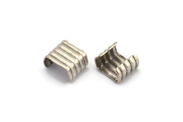 8mm Crimp End, 20 Antique Silver Plated Brass Crimp Findings Without Holes (8x7mm) A0146 H0524