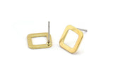 Brass Square Earring, 10 Raw Brass Square Stud Earrings (10x0.80mm) D1610 A1849