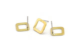 Brass Square Earring, 10 Raw Brass Square Stud Earrings (10x0.80mm) D1610 A1849