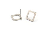Silver Square Earring, 10 Antique Silver Plated Brass Square Stud Earrings (10x0.80mm) Y115 A1816