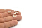 Silver Square Earring, 10 Antique Silver Plated Brass Square Stud Earrings (10x0.80mm) Y115 A1816