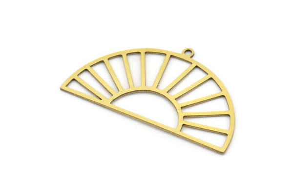 Semi Circle Charm, 10 Raw Brass Rising Sun Charms With 1 Loop, Pendant Charms (40x22x0.60mm) A3084