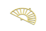 Semi Circle Charm, 10 Raw Brass Rising Sun Charms With 2 Loops, Pendant Charms (40x25x0.60mm) A3085