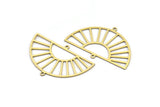 Semi Circle Charm, 10 Raw Brass Rising Sun Charms With 2 Loops, Pendant Charms (40x25x0.60mm) A3085