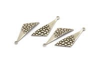 Silver Triangle Charm, 12 Antique Silver Plated Brass Triangle Charms With 1 Loop, Charms, Earrings (32x10x0.60mm) D1126