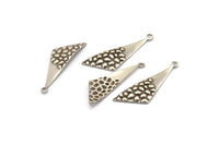 Silver Triangle Charm, 12 Antique Silver Plated Brass Triangle Charms With 1 Loop, Charms, Earrings (32x10x0.60mm) D1126