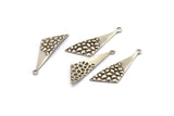 Silver Triangle Charm, 12 Antique Silver Plated Brass Triangle Charms With 1 Loop, Charms, Earrings (32x10x0.60mm) D1126