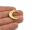 Altın Ay Tılsımı, 1 Altın Kaplama Pirinç Dokulu Boynuz Tılsımı, Kolye Ucu, Mücevher Parçası (27x8x3,50 mm) N0203