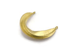 Brass Ethnic Pendant, Raw Brass Crescent Pendants With 2 Loops, Earring Findings (37x32mm) N0860