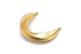 Gold Ethnic Pendant, Gold Plated Brass Crescent Pendants With 2 Loops, Earring Findings (37x32mm) N0860