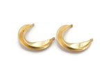 Gold Ethnic Pendant, Gold Plated Brass Crescent Pendants With 2 Loops, Earring Findings (37x32mm) N0860
