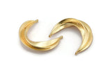 Gold Ethnic Pendant, Gold Plated Brass Crescent Pendants With 2 Loops, Earring Findings (37x32mm) N0860