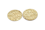 Gold Disc Charm, 2 Hammered Gold Plated Brass Round Charms With 1 Hole, Earrings, Findings (30x0.70mm) D974 Q0873