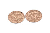Rose Gold Disc Charm, 2 Hammered Rose Gold Plated Brass Round Charms With 1 Hole, Earrings, Findings (30x0.70mm) D974 Q0873