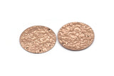Rose Gold Disc Charm, 2 Hammered Rose Gold Plated Brass Round Charms With 1 Hole, Earrings, Findings (30x0.70mm) D974 Q0873