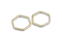 Silver Hexagon Connector Ring, 6 Silver Tone Hexagon Connector Rings (22x2x2mm) D0135