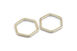 Silver Hexagon Connector Ring, 6 Silver Tone Hexagon Connector Rings (22x2x2mm) D0135