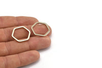 Silver Hexagon Connector Ring, 6 Silver Tone Hexagon Connector Rings (22x2x2mm) D0135