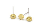 Brass Hexagon Earring, 10 Raw Brass Hexagon Stud Earrings (5x2mm) D0127 A1315