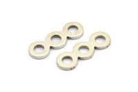 Silver Circle Connector, 8 Antique Silver Plated Brass Necklace Connectors, Earrings, Findings (24x8x1.5mm) D1070