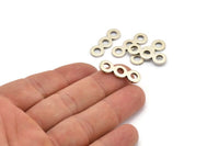 Silver Circle Connector, 8 Antique Silver Plated Brass Necklace Connectors, Earrings, Findings (24x8x1.5mm) D1070