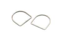 D Shape Rings, 24 Antique Silver Plated Brass D Shape Connectors, Rings  (19x19x1mm) BS 2329 H1177