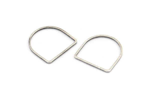 D Shape Rings, 24 Antique Silver Plated Brass D Shape Connectors, Rings  (19x19x1mm) BS 2329 H1177