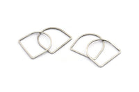 D Shape Rings, 24 Antique Silver Plated Brass D Shape Connectors, Rings  (19x19x1mm) BS 2329 H1177