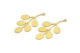Brass Leaf Charm, 12 Raw Brass Leaf Charms With 1 Loop, Charm Pendants (37x20x0.60mm) A3150