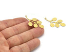 Brass Leaf Charm, 12 Raw Brass Leaf Charms With 1 Loop, Charm Pendants (37x20x0.60mm) A3150