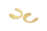 Brass Geometric Charm, 24 Raw Brass Textured U Shaped Pendants With 3 Holes, Charms, Findings (20x24x0.60mm) D908