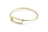 Gold Charm Bracelet, 1 Gold Plated Brass Charm Bangle, Charm Bracelets (59x9x1.6mm) V056 Q0369