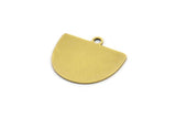 Semi Circle Charm, 10 Raw Brass Irregular Shaped Semi Circle Charms With 1 Loop, Pendant Charms (16x18x0.60mm) A3162
