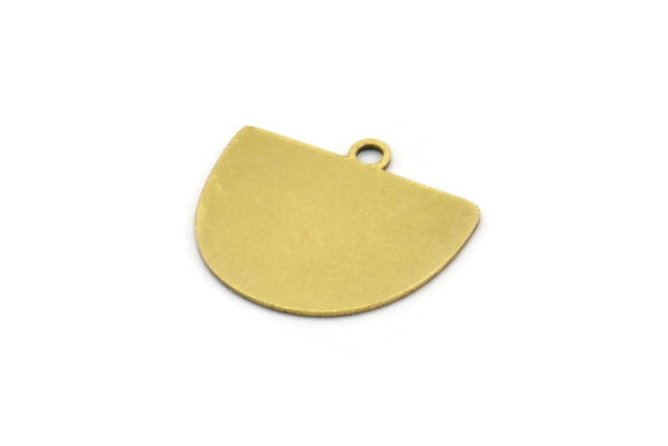 Semi Circle Charm, 10 Raw Brass Irregular Shaped Semi Circle Charms With 1 Loop, Pendant Charms (16x18x0.60mm) A3162