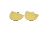 Semi Circle Charm, 10 Raw Brass Irregular Shaped Semi Circle Charms With 1 Loop, Pendant Charms (16x18x0.60mm) A3162